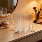 Acrylic Makeup Brush Holder, Clear Rotating Makeup Brush Holder Organizer with 4 Slots, Square Makeup Brush Cup for Vanity De