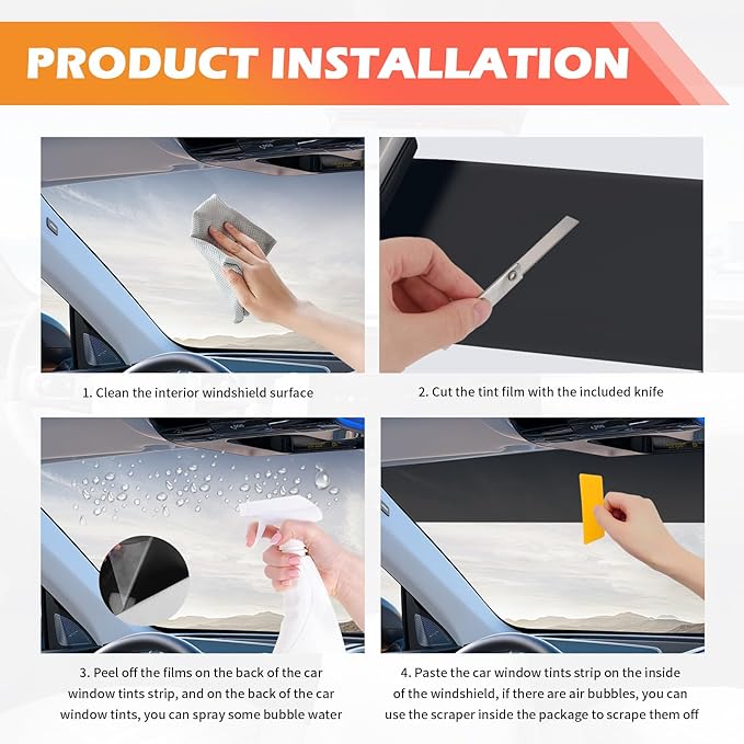 59.06x5.91 Car Windshield Tint Strip Kit,5% VLT Car Window Tint Film for Glare Reduction with Scraper & Knife,Cuttable Window Tints Cars Accessories for Windshield Tints