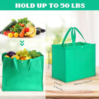 Zhehao 60 Pcs Reusable Grocery Bags Bulk Large Foldable Shopping Tote Bags Non Woven with Handle and Plastic Button