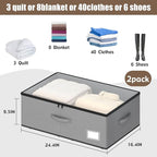 Under Bed Storage with Wheels, No Assemble Required 10 inches height Under Bed Storage bins,Large capacity Rolling Underbed S