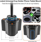 Car Cup Holder Tablet Mount Heavy Duty [No Shaking 360° Rotation] Truck Cupholder iPad Holder with Metal Arm for Tablet & Phone, iPad Pro Air Mini, Galaxy Tab, Kindle, Surface, 4-12.9"