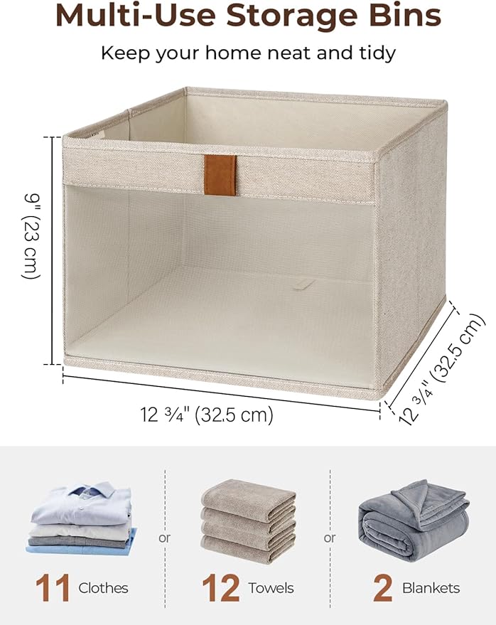 StorageWorks Closet Storage Bins, Large Storage Baskets with Clear Window and Handles, Foldable Fabric Organizer for Clothes,