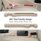 Car Seat Gap Filler Set of 2, 3IN1 Seat Side Gap Filler Plug with Storage Slot & Hook Function, Soft Foam Universal Fit Car SUV Truck Fill Gap Between Seats Console Organizer（Narrow Beige）