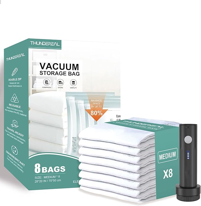 Travel Vacuum Storage Bags with Electric Pump, Multiple Combinations Travel Packing Bags for Luggage and Suitcase, Carry-on S