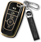 MILD EAST For Ford Key Fob Cover with Keychain, Soft TPU Key Case Shell Full Protection for Ford Explorer Fusion Escape Edge 