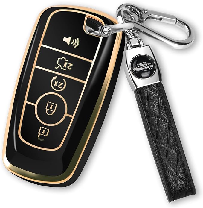MILD EAST For Ford Key Fob Cover with Keychain, Soft TPU Key Case Shell Full Protection for Ford Explorer Fusion Escape Edge 