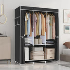 Clothes Organizer 3 Hanging Rod Shelf Portable Closet with Cover Clothes Rack Standing Closet Clothes Storage Wardrobe Garmen