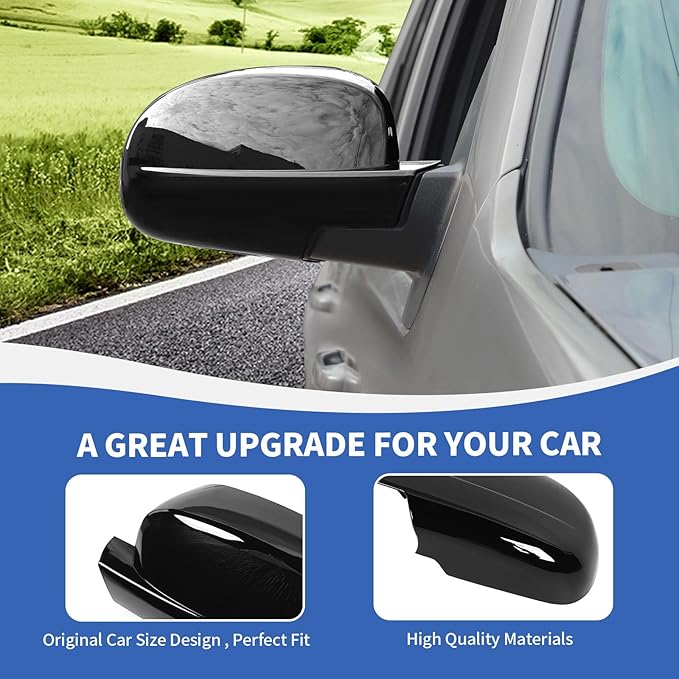 RAZPOY Rearview Mirror Cover Side Mirror Shell Trim Compatible with Chevy Silverado & Suburban & Tahoe & GMC-Yukon & GMC-Sierra & Cadillac Escalade 2007-2013, Black