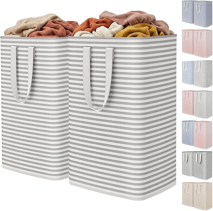 Lifewit 2 Pack Laundry Basket 80L Each, Collapsible Clothes Hamper with Reinforced Handles, Freestanding Waterproof Design fo