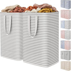 Lifewit 2 Pack Laundry Basket 80L Each, Collapsible Clothes Hamper with Reinforced Handles, Freestanding Waterproof Design fo