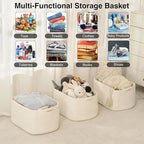 ICERZCZ Large Storage Baskets for Organizing Shelves, Woven Cotton Rope Bins for Baby Nursery Organization, Book Toy Towel Or