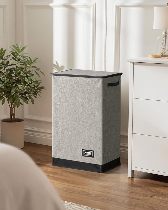 SOLEDI Laundry Hamper with Lid 90L Large & Tall Collapsible Laundry Basket, Clothes Hamper with Bag Removable Easy to Carry, 