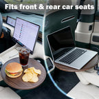 Car Tray for Eating & Laptop Desk - 360° Rotation Birch Wood Cup Holder/Steering Wheel Tray - Portable in-Car Dining & Work Desk, Universal Fit for Most Vehicles