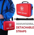 Large First Aid Kit - 410 Piece Dual-Color Emergency Kit with Hard Shell & Fluorescent Interior Coating, Professional Surviva