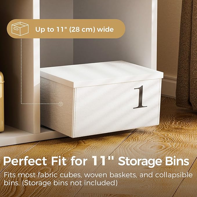 COMHOMA 8 Wood Cube Storage Organizer with Open Back and Removable Back Panels, 11In White Cube Storage Bookshelf, Cubicle Sh