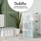 Lifetime Appliance Parts 4 PACK 75 Qt. Plastic Storage Bin Tote Organizing Container with Ultra Durable Lid & Secure Latching