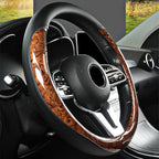 Wood Grain Steering Wheel Cover Microfiber Leather Breathable Anti Slip Universal Protector 14.5-15 inch Car Interior Accesso