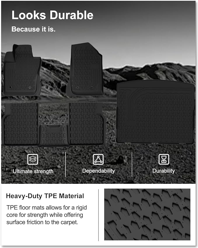 KIWI MASTER Floor Mats & Cargo Liner for 2017-2025 Jeep Compass OEM Replacement ‎82214651 ‎82214666 Front & 2nd Row Seat Trunk All Weather Mat Slush Liner, Black