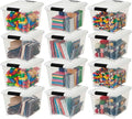 IRIS USA 19 Qt Stackable Plastic Storage Bins with Lids, 12 Pack - BPA-Free, Made in USA - See-Through Organizing Solution, L