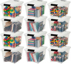 IRIS USA 19 Qt Stackable Plastic Storage Bins with Lids, 12 Pack - BPA-Free, Made in USA - See-Through Organizing Solution, L