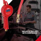 Milton 555e: Precision Digital Tire Inflator, Air Pressure Gauge, Grip-Head Air Chuck, 20" Hose, 1/4" Npt, W/Extreme ± 0.1& Accuracy, 10-120 Psi