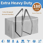 16 Pack-Extra Large Heavy Duty Moving Bags - Waterproof Storage Totes with Handles & Zippers, Foldable for College Dorm, Stor