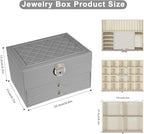 GUOER Jewelry Box for Women Girl Wife 3 Layers Large PU Leather Jewelry Organizer Storage Case with Two drawers Display for E