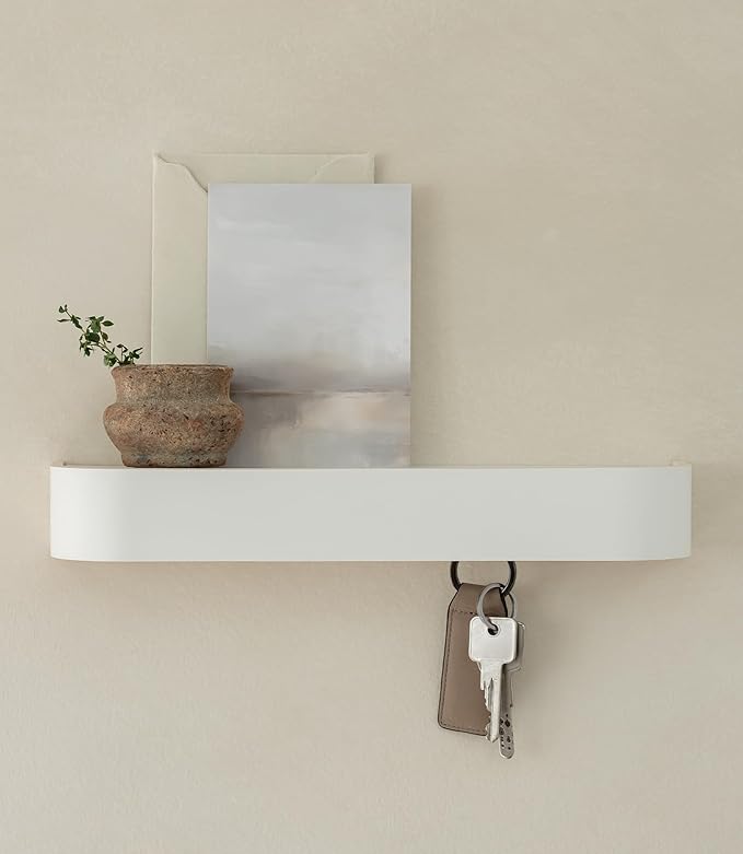 Kazai. Key Holder 'Toke' | Minimalist Key Hook Design from Berlin | Modern Key Holder Wall Mount with Wooden Shelf | Key Rack