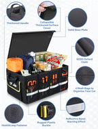Oasser Car Trunk Organizer, 3 Compartments Collapsible Waterproof Car Organizer Storage with Foldable Cover, Reflective Strip,