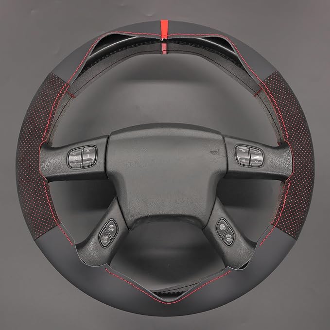 MEWANT Hand Stitched Steering Wheel Cover for Chevy Silverado 1500 2003-2006 Mesh Athsuede Real Leather Steering Wrap