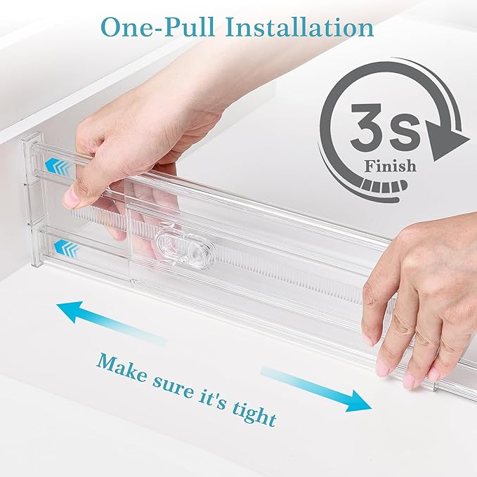 Vtopmart 4 Pack 4" Regular Upgrade Drawer Dividers for Clothes, 12.8"-22.3" Expandable Dresser Drawer Organizer, Clear Plasti