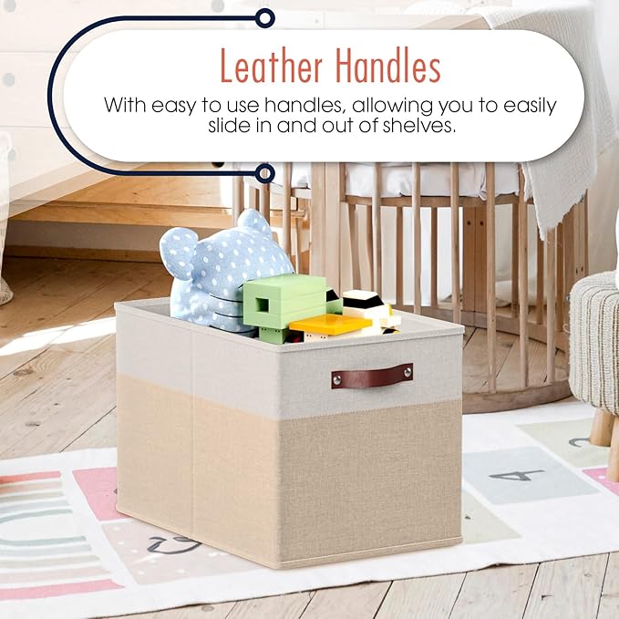 Ornavo Home 13 x 15 x 13 Kallax Storage Cube Bins, Foldable Collapsible Fabric Storage Bins Box Linen Shelf Basket Cube Organ