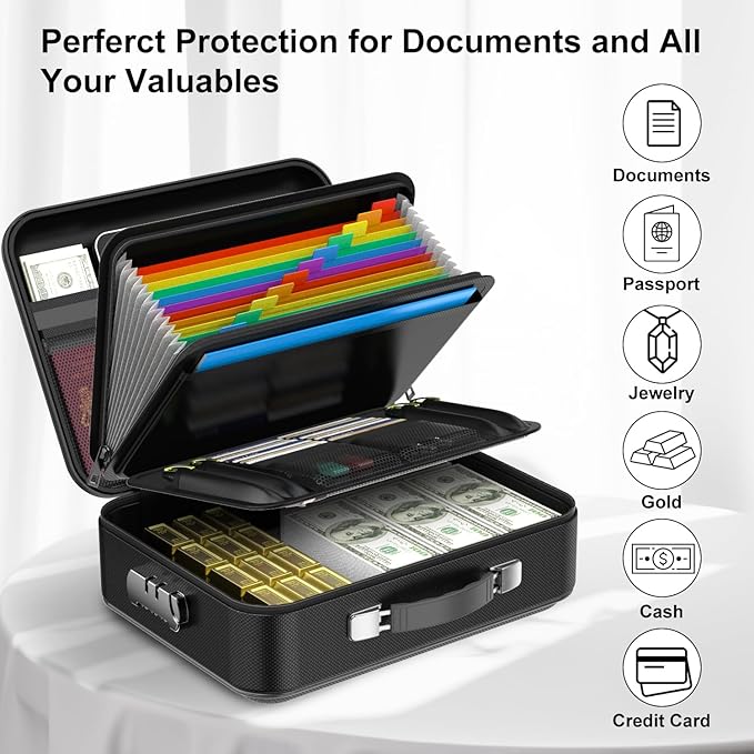 COLCASE Fireproof Document Box with Lock, Hard Fireproof Waterproof Box Creative Hard-Shell Design Fireproof Safe Box Documen