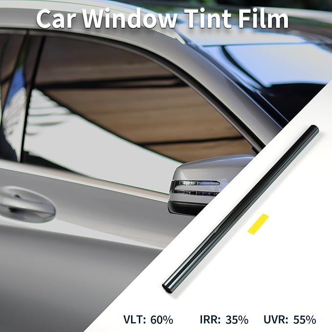 Motoforti Nano Ceramic Car Window Tint Film VLT 60% IRR 35% UVR 55% Blue 5ft x 30inch Privacy Film 2mil PET 1 Pc