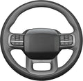 MEWANT Hand Stitch Black Grey Artificial Leather Steering Wheel Cover for Ford F150 Lightning F350 2024 Expedition