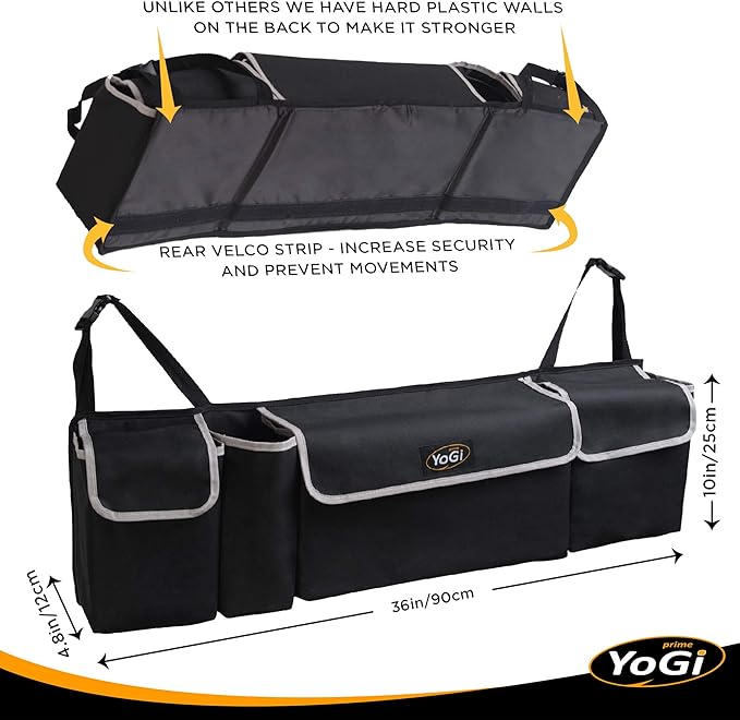 YoGi Prime Trunk Organizer for Suv | Hanging Trunk Organizer, Cars Trunk Organizers | Waterproof, 4 Pocket Backseat Storage Sol