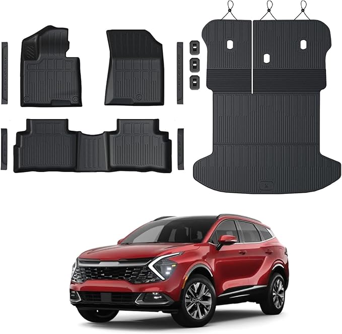 Floor Mats for Kia Sportage Gas 2023-2026, All Weather Floor Mats Trunk Cargo Liner with Backrest Protectors Accessories, Full Coverage Set (Not fit Hybrid)