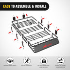 Nilight 64" x 39" x 6" Universal Roof Rack Cargo Basket Heavy-Duty 250LBS Capacity Rooftop Cargo Carrier Luggage Holder for SUV Truck Vehicle