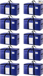 TAILI 10 Pack Dark Blue Extra Large Moving Bags, Heavy Duty Totes with Visible Window, Wrap Around Handles, Great for Space-S