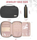 Jewelry Travel Case Organizer for Necklaces, Earrings, Rings, Bracelet, Watch, Soft Sided, Black