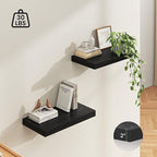 Dreamland 24" Floating Shelves for Wall, 12" Deep Thicker Black Floating Shelves, Wall-Mounted Shelves for Bedroom, Living Ro