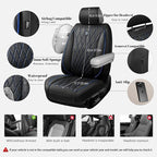 CAR PASS Luxury PU Leather Two Front Car Seat Covers, Waterproof Seat Covers Compatible with Front Seat Armrests, Airbag Comp