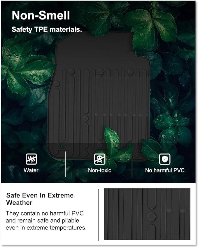 KIWI MASTER Floor Mats for 2009-2018 Dodge Ram 1500/2500/3500 Crew Cab, 2019-2024 Ram 1500 Classic Crew Cab, All Weather Car Mats, Custom Fit TPE Floor Liners, Front & Rear 2 Row, Black