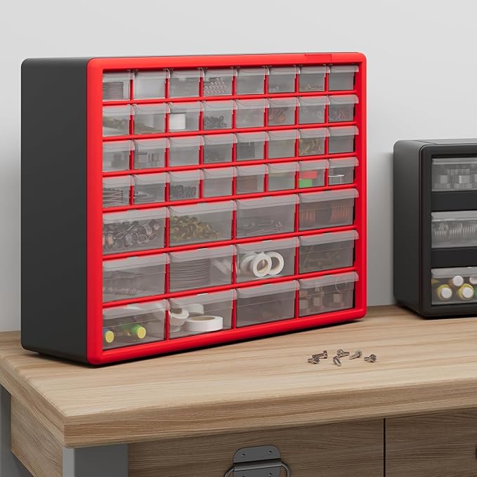 Akro-Mils 44-Drawer Plastic Drawer Storage Cabinet for Garage Organization, Bead Organizer, Building Bricks Storage, Teacher 