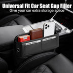 Car Seat Gap Filler Organizer, Universal Premium Leather Car Gap Filler with Card Slots for Front Seat Between Car Seat and Console Hold Phone, Sunglasses, Keys, fit for Car Suv Truck - 1 Pack, Black