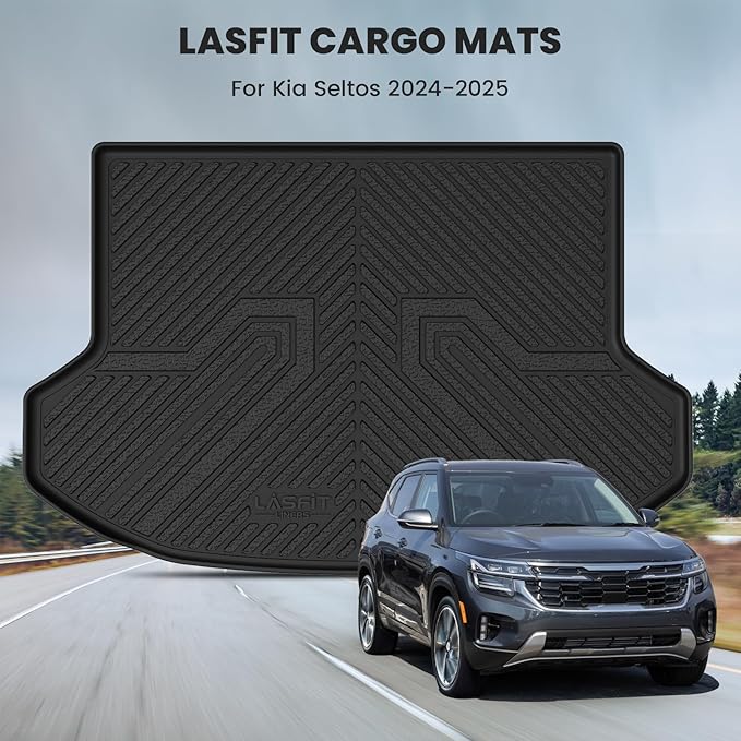 LASFIT Cargo Mat for Kia Seltos 2026 2025 2024 (Not Fit SX), All Weather TPE Custom Fit Car Trunk Mats Cargo Liners Acessoires for Kia Seltos 2024-2026, Black