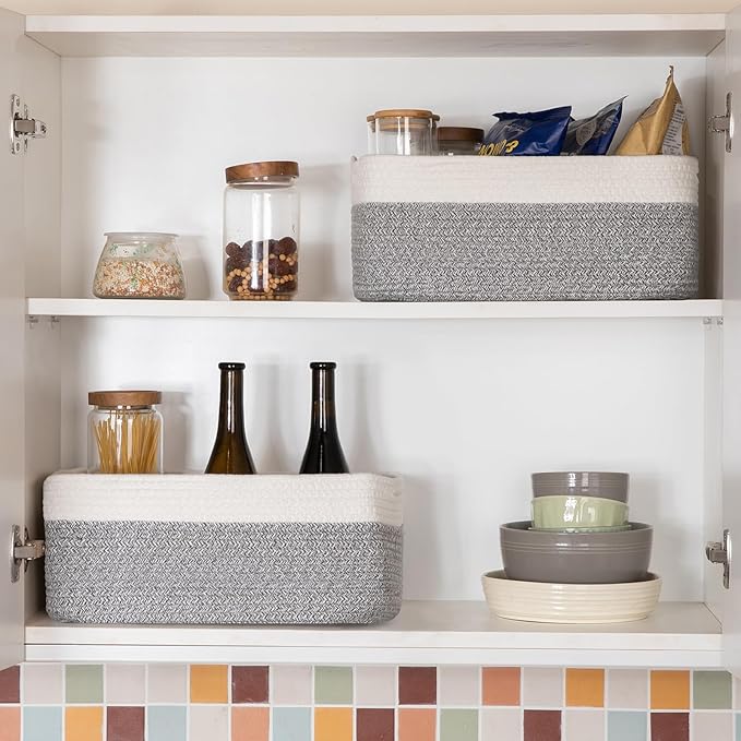 OIASKET Storage Baskets for Organizing 3 Pack, Woven Baskets for Shelves, Closet Organizer Bins Empty Gift Basket Toy Storage