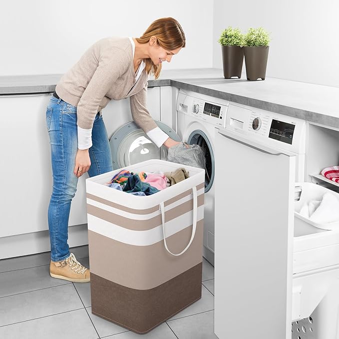 StorageRight Large Collapsible Laundry Basket Hamper with Easy Carry Handles，Freestanding Clothes Hampers for Laundry, Bedroo