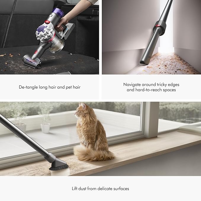 Dyson V8 Plus Cordless Vacuum, Cleans Hard Floors and Carpets, Detangles, Converts to Handheld, 115AW, 2 Power Modes, Up to 4