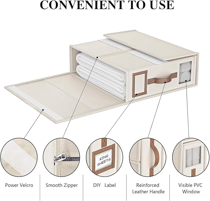 8 Pack Bed Sheets Organizers And Storage,Sheets Set Folder Keeper with Handle,Foldable Bedding Storage Box For Linen Closet,D